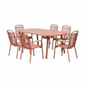 **Technische Titel: Moderne Ovalen Tuinset met 6 Stoelen - Roestkleurige Kunststof Constructie**