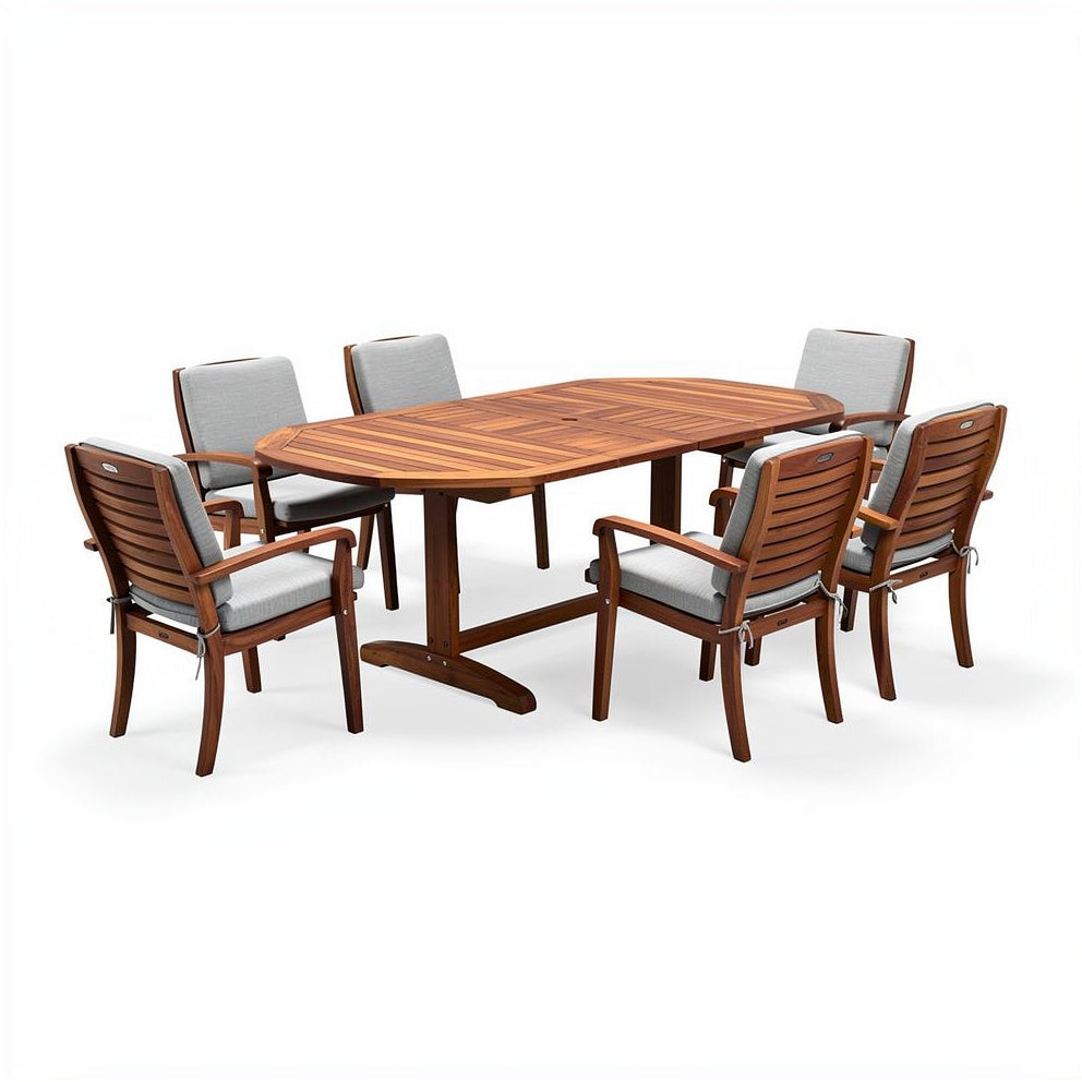 **Moderne Teak Houten Tuinset met Zes Stoelen**