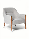 Moderne en Stijlvolle Grijze Fauteuil met Houten Poten