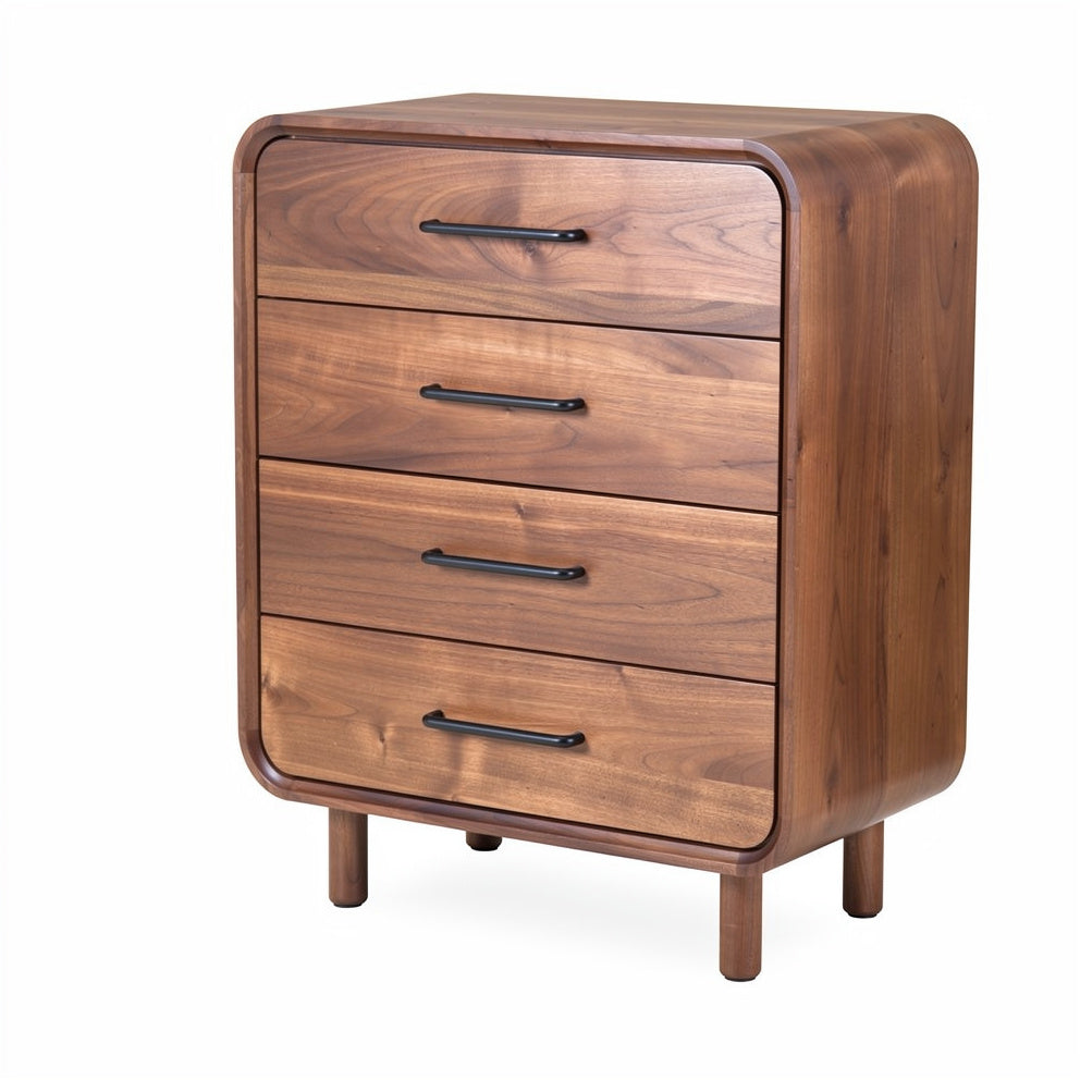 Moderne Houten Ladekast met Vier Lades in Walnootafwerking