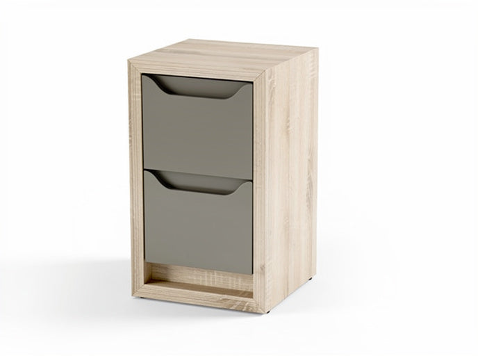 Technische Titel: "Moderne Houten Ladeblad met Twee Lades in Grijs"