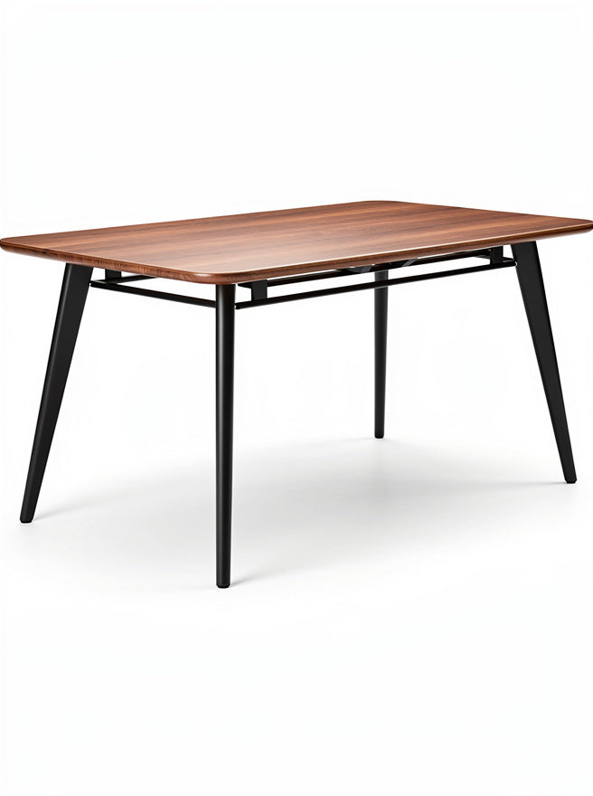 Technische titel: "Moderne Eettafel met Houten Bovenblad en Zwarte Poten"